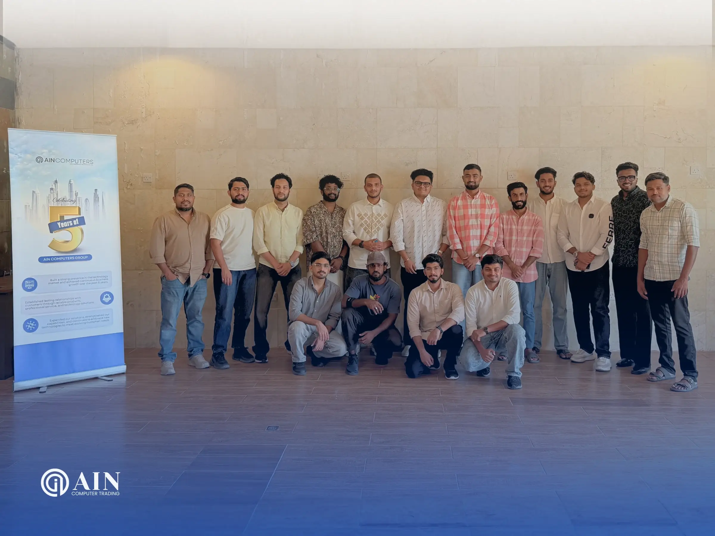 AIN Computers Group team celebrating 5th anniversary in Bur Dubai